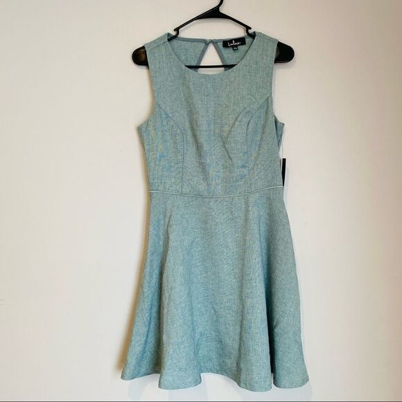 Lulu’s Winsome Mint Blue Backless Skater Dress Size Large - Picture 5 of 7